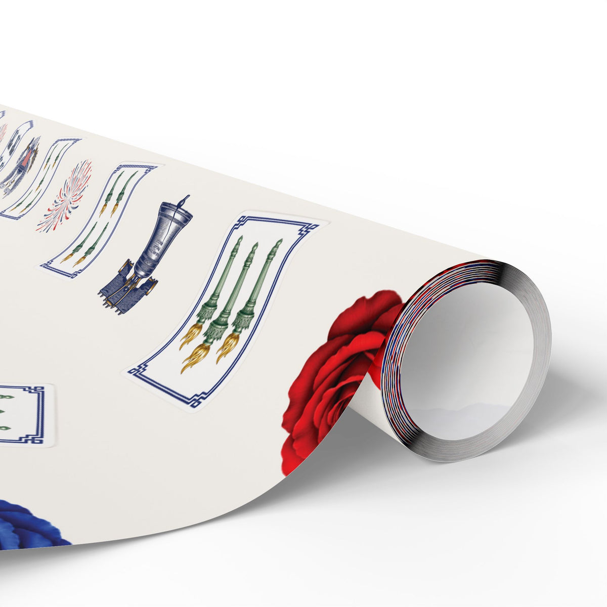 White Liberty Mahjong Wrapping Paper | Patriotic Americana Gift Wrap