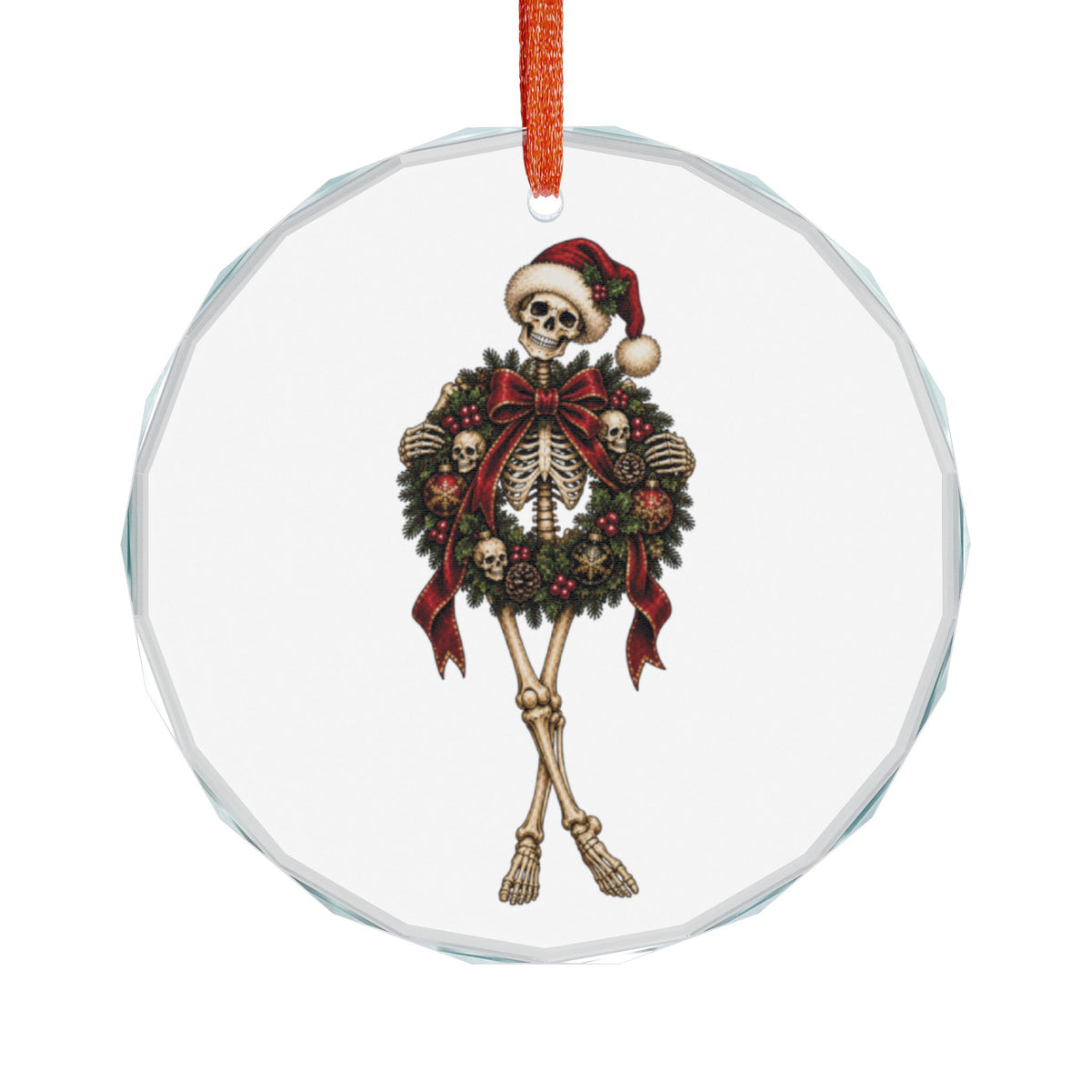 Skeleton Wreath | Gothic Christmas Glass Ornament | Gothmas