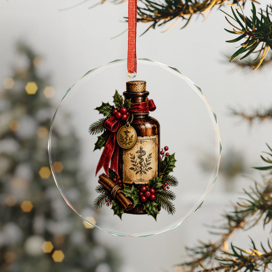 Gothmas Plague Doctor Bottle | Gothic Christmas Glass Ornament
