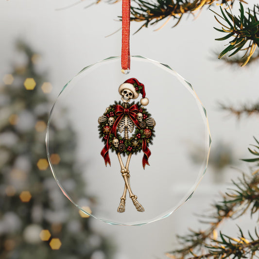 Skeleton Wreath | Gothic Christmas Glass Ornament | Gothmas