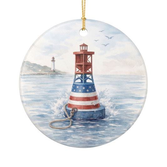 Nautical Buoy Ornament | Coastal Americana Christmas Decor