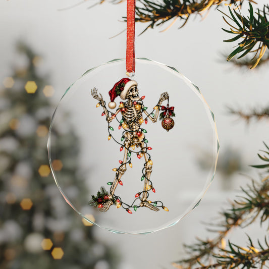 Skeleton in Lights | Gothic Christmas Glass Ornament | Gothmas