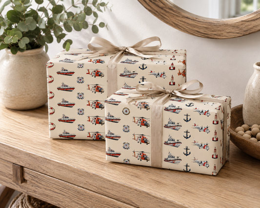 Maritime Aviation & Rescue Watercolor Wrapping Paper | Nautical Gift Wrap