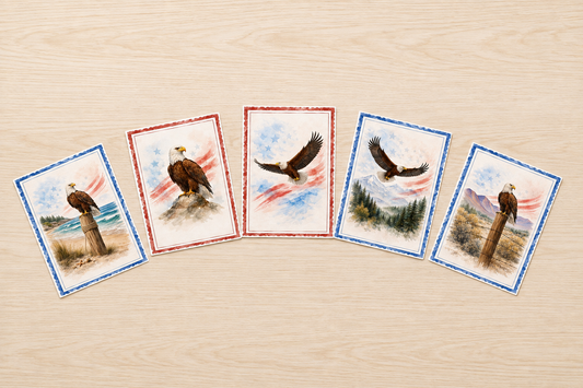 Bald Eagle Note Card Set of 5 | Patriotic Americana Watercolor Cards
