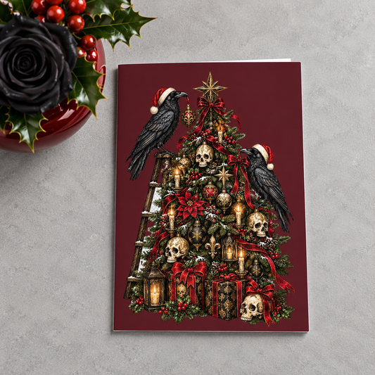 Gothmas Raven Christmas Tree | Gothic Christmas Cards Set of 10