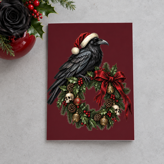 Gothmas Raven & Wreath | Gothic Christmas Cards Set of 10