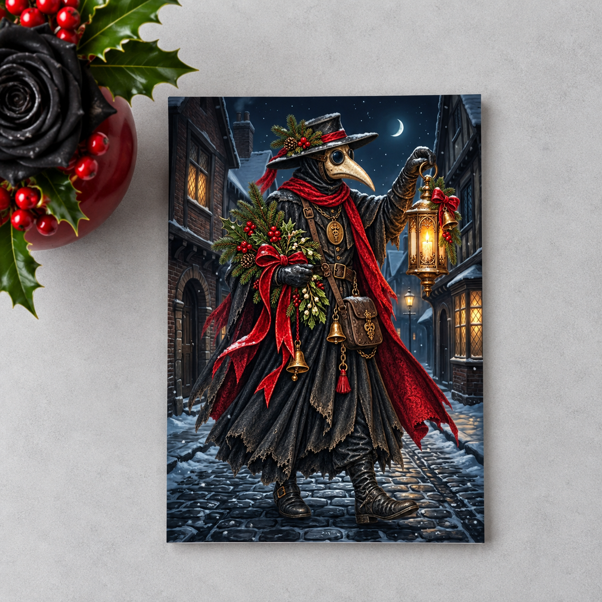 Gothmas Plague Doctor Lantern | Gothic Christmas Cards Set of 10