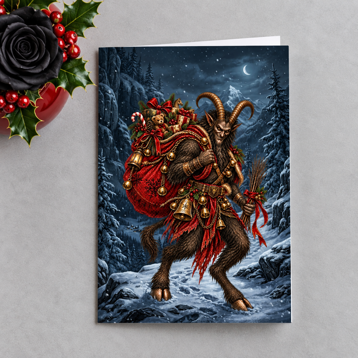 Gothmas Krampus Christmas Presents | Gothic Christmas Cards Set of 10