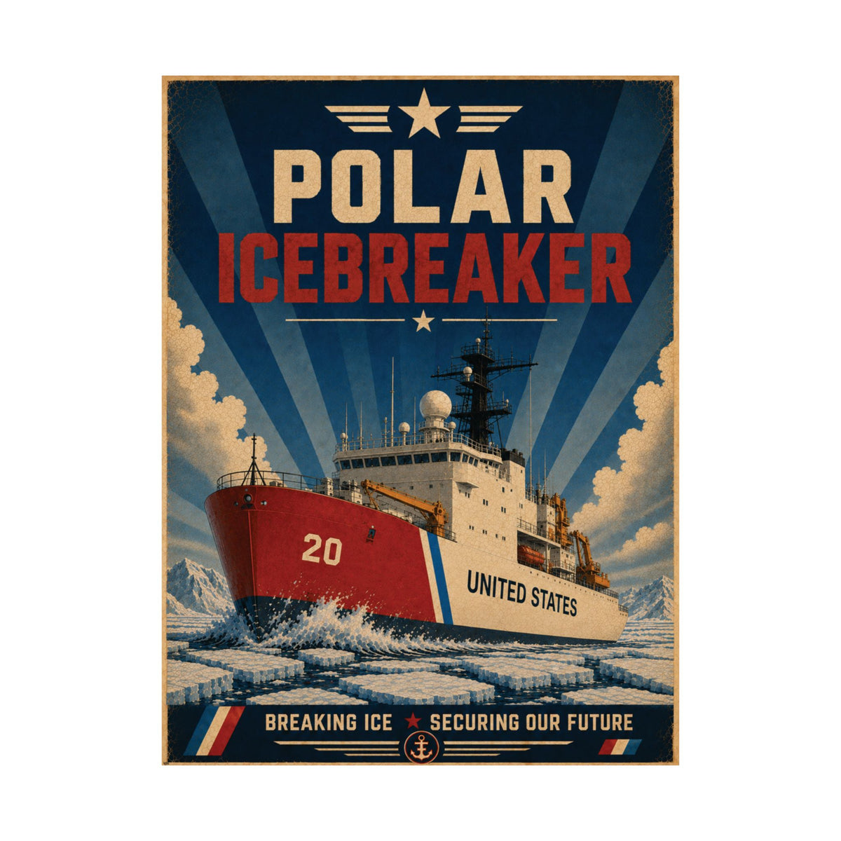 Polar Icebreaker Vintage Art Poster | Maritime Service Wall Art