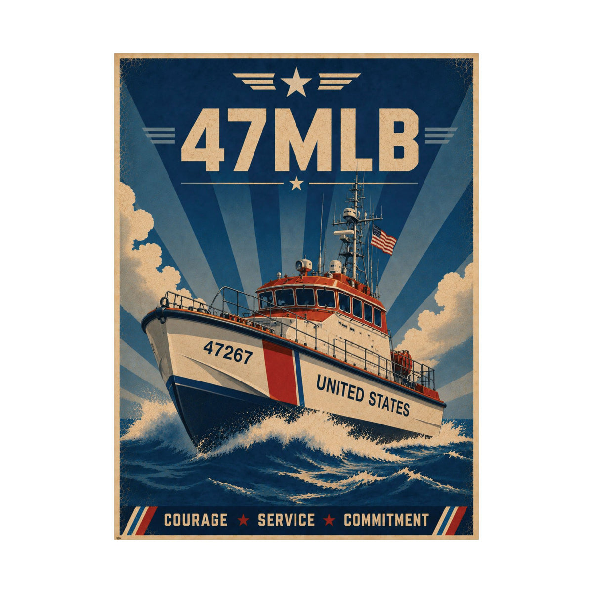 47 MLB Vintage Art Poster | Motor Lifeboat Search & Rescue Wall Art