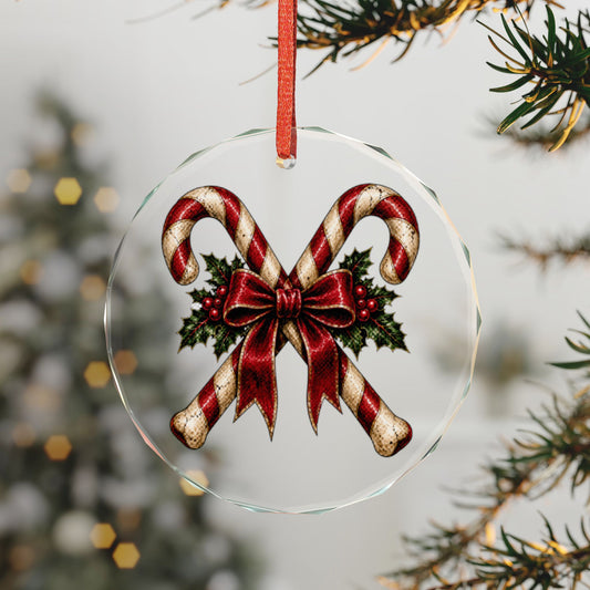 Crossed Candy Canes | Gothic Christmas Glass Ornament | Gothmas