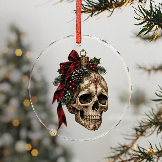 Gothic Christmas Skull | Glass Ornament | Victorian Gothmas Decor