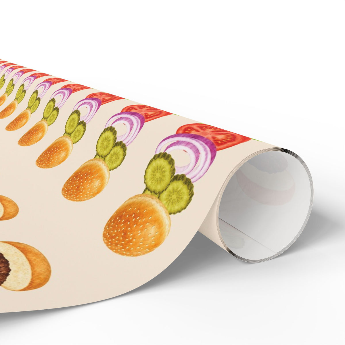 Small Print Burger Wrapping Paper | Burgers & Fries Foodie Gift Wrap