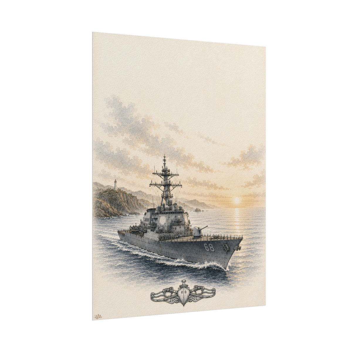 Naval Destroyer | Rolled Fine Art Print | Military Heritage Collection