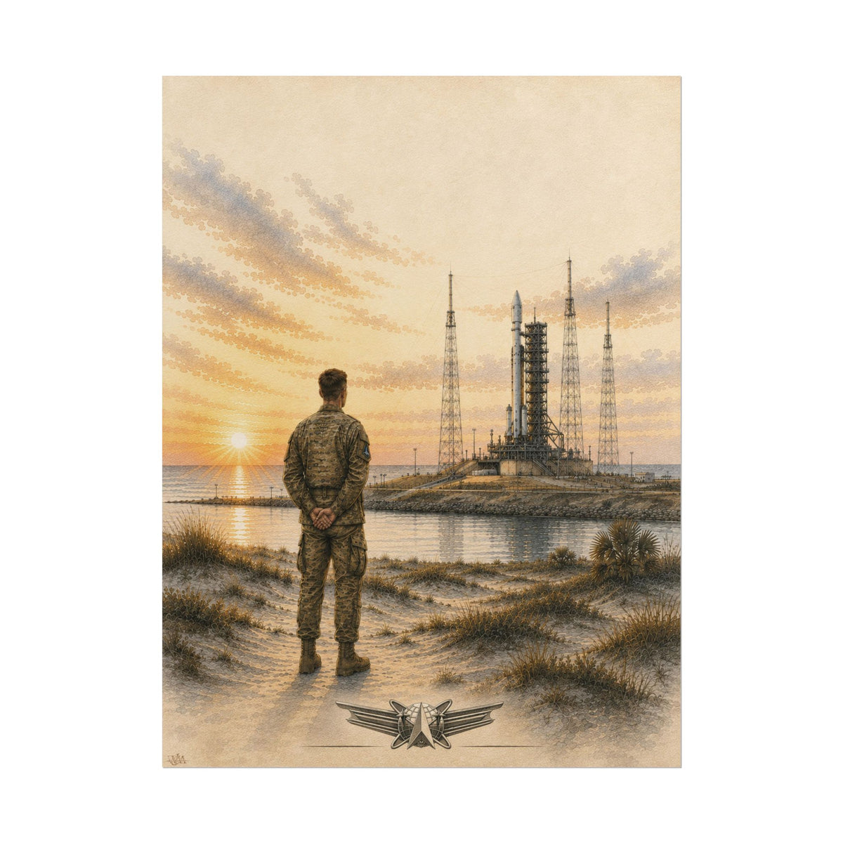 Rocket Launch “Standing Watch” | Military Space Fine Art Print