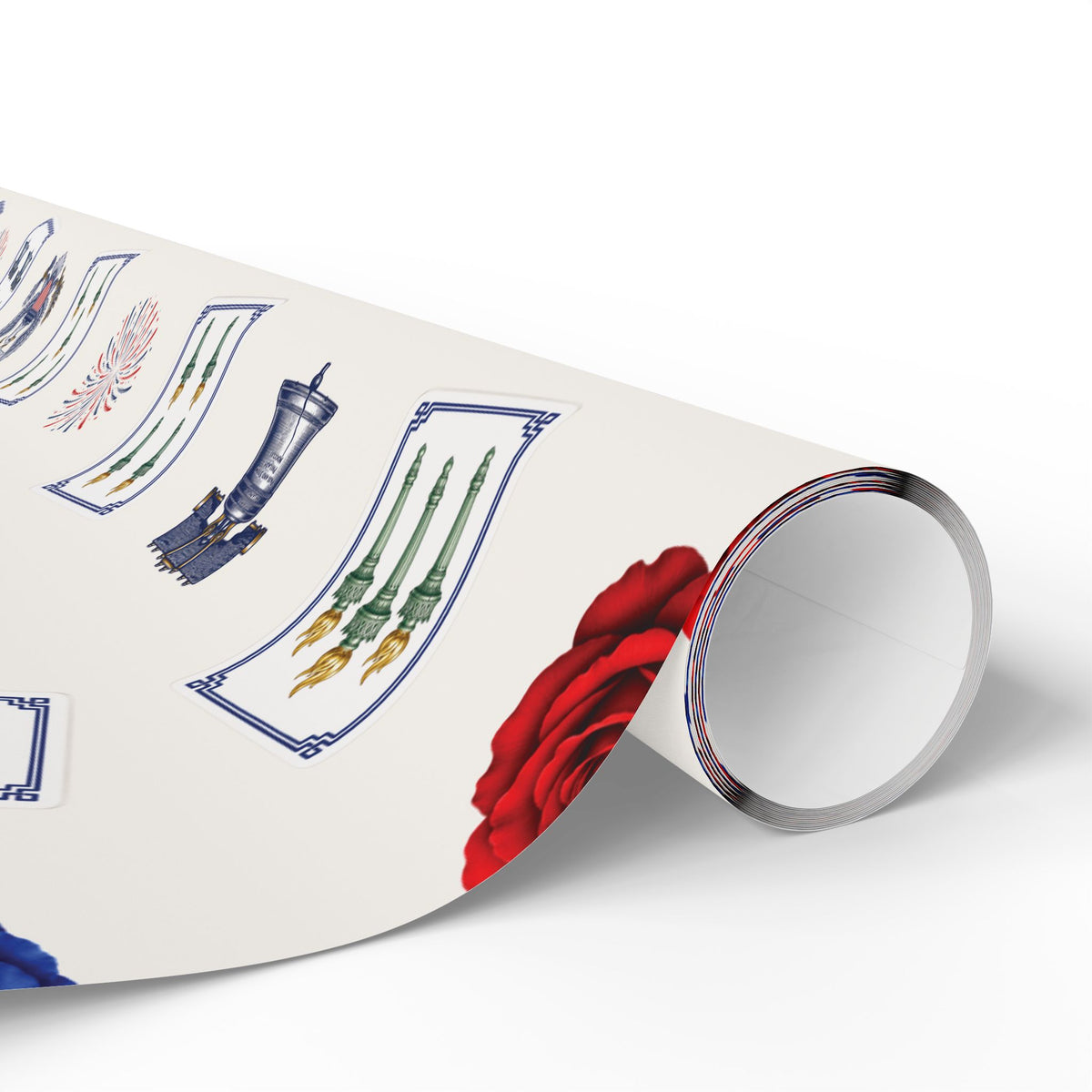 White Liberty Mahjong Wrapping Paper | Patriotic Americana Gift Wrap