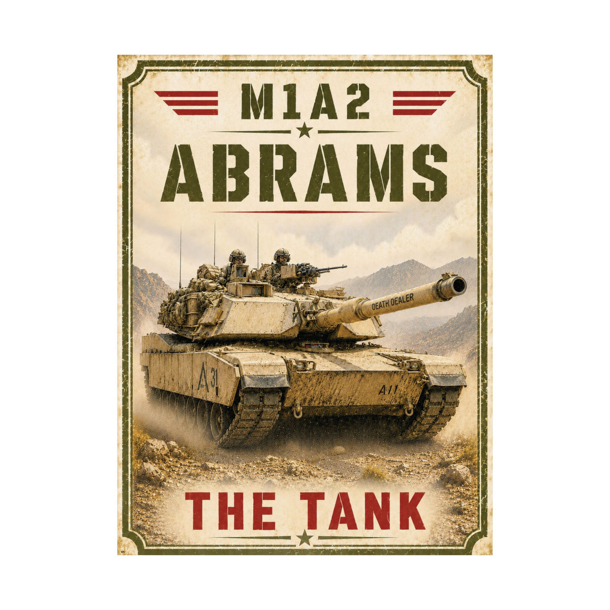 M1A2 Abrams Tank Vintage Poster | Military Armor Wall Art