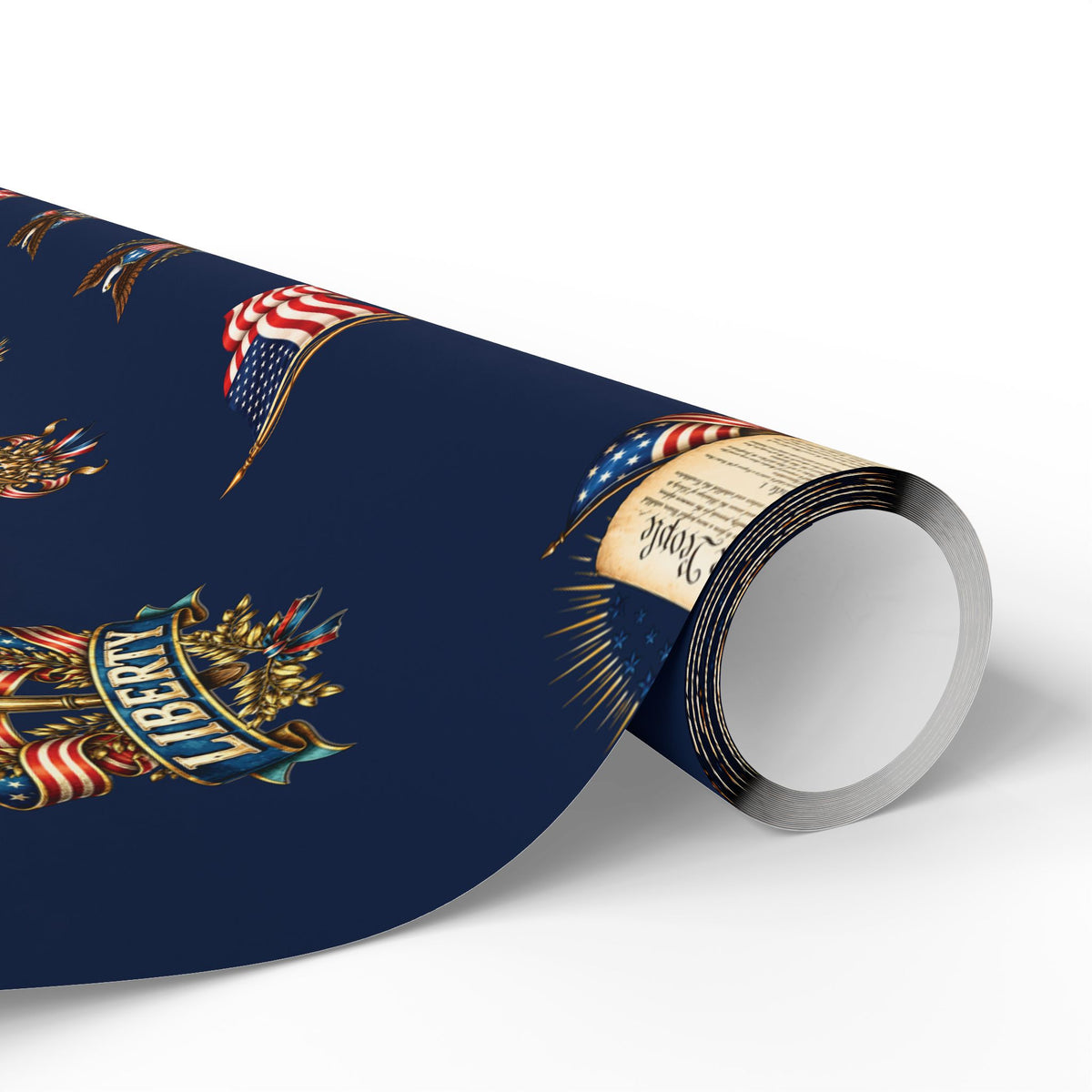 Blue Vintage Americana Wrapping Paper | Patriotic Heritage Gift Wrap