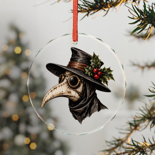 Gothmas Plague Doctor with Holly | Gothic Christmas Ornament