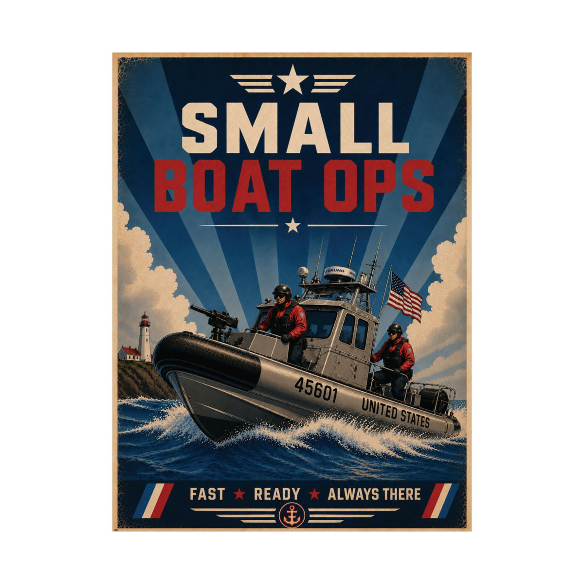 Small Boat Operations Vintage Poster | Maritime Rescue Art Print