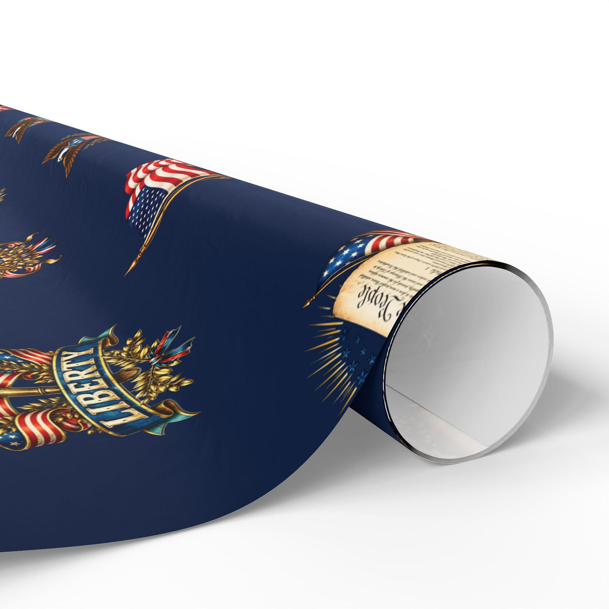 Blue Vintage Americana Wrapping Paper | Patriotic Heritage Gift Wrap