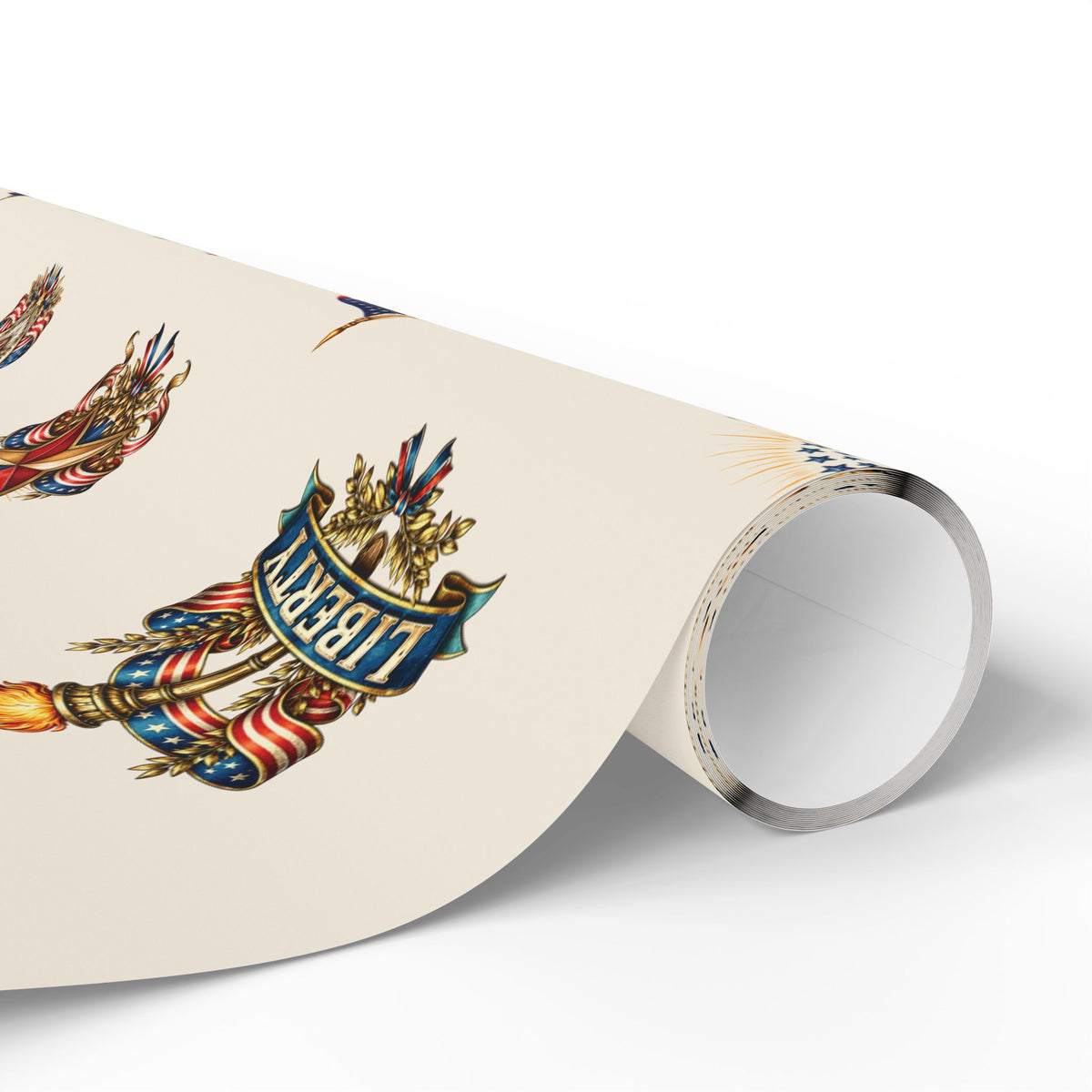 White Vintage Americana Wrapping Paper | Patriotic Heritage Gift Wrap