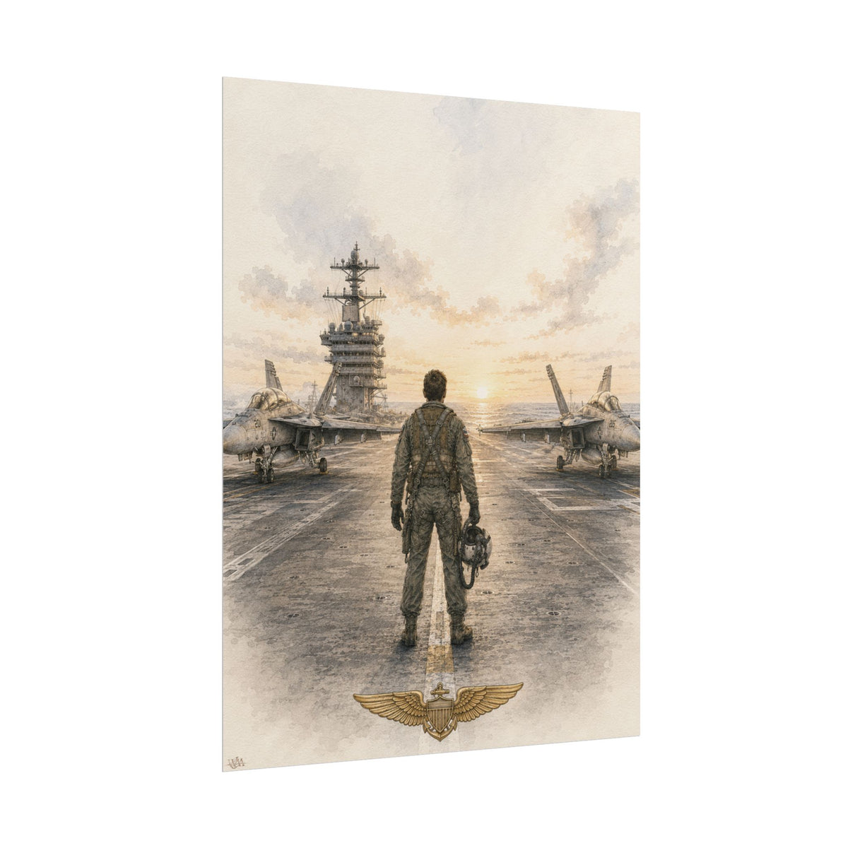 F-18 Male Pilot on the Flight Deck | Rolled Fine Art Print