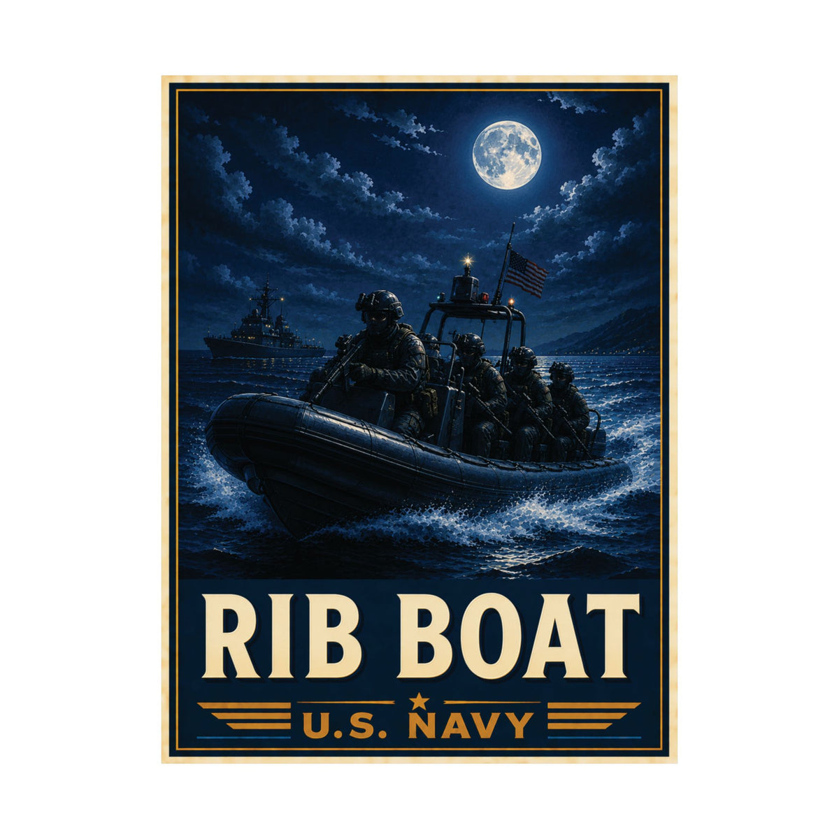 RIB Boat Vintage Poster | Maritime Special Operations Wall Art