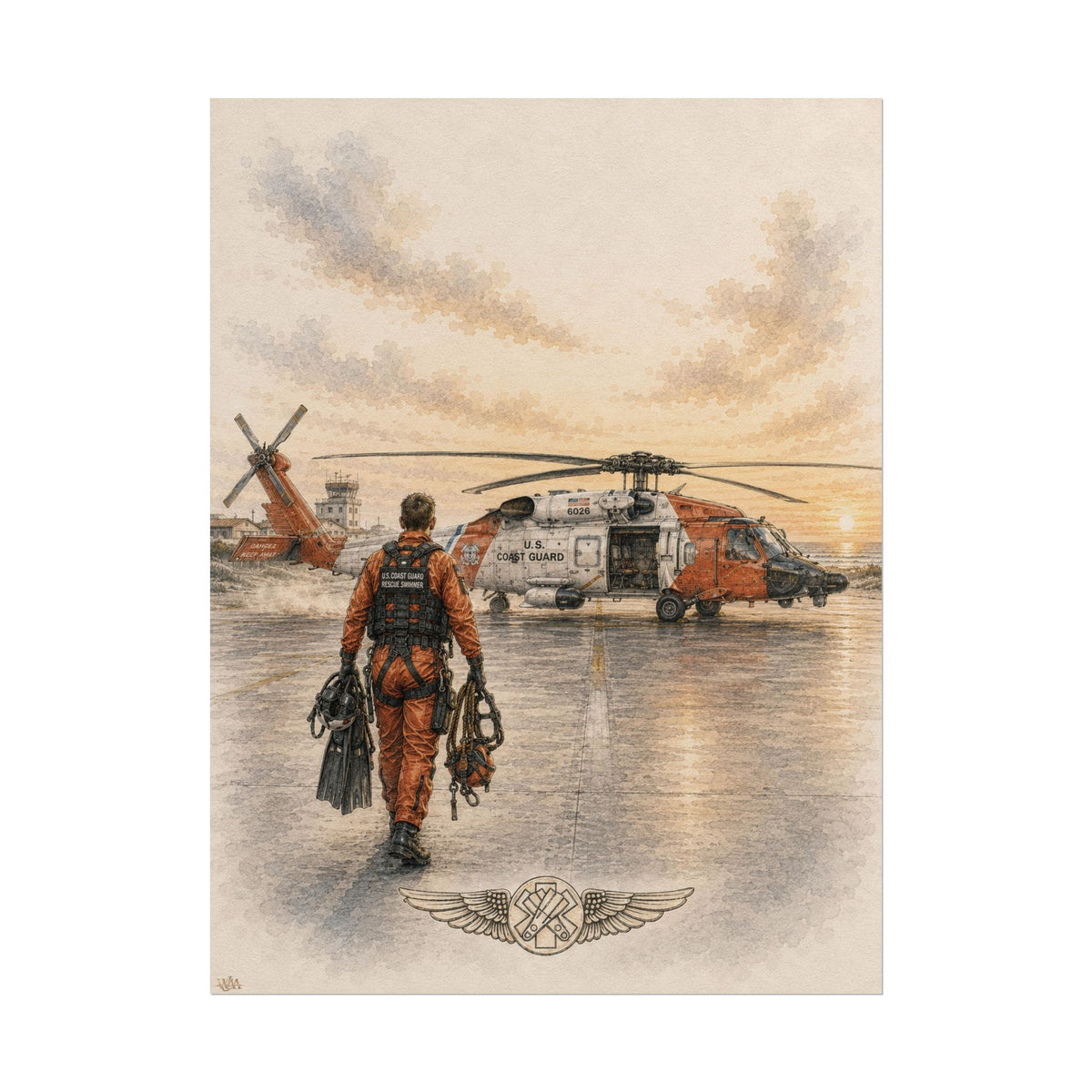 Rescue Swimmer Fine Art Print | Military Aviation Wall Art