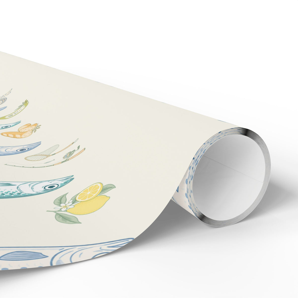 Preppy Sardine Wrapping Paper | Coastal Mediterranean Gift Wrap