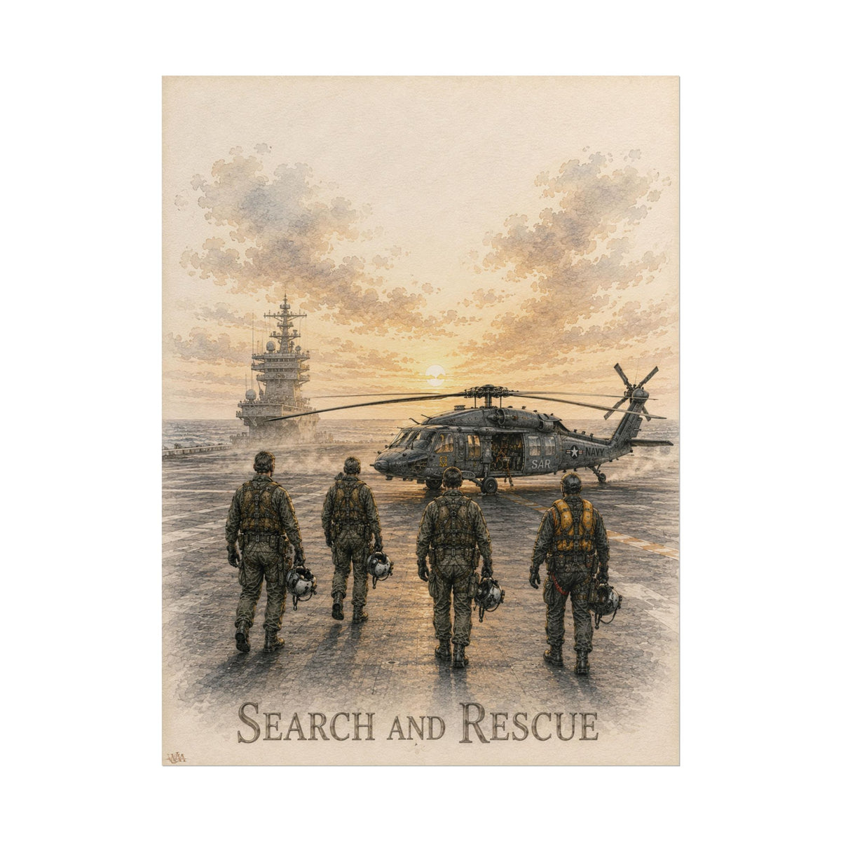 Search & Rescue Aircrew “Flight Deck” | Military Fine Art Print