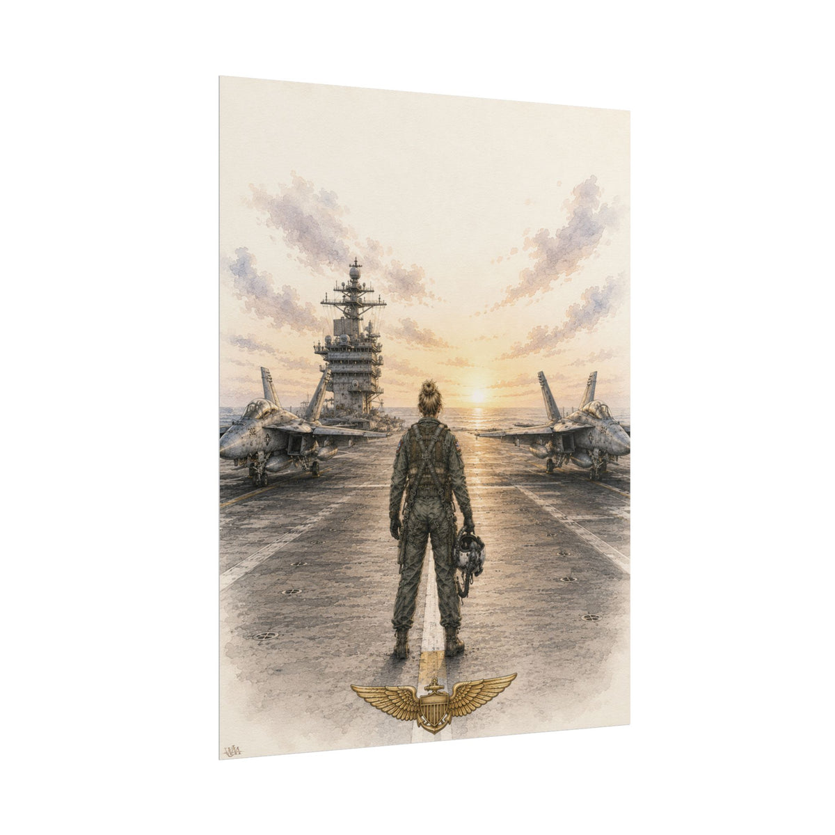 F-18 Female Pilot on the Flight Deck | Fine Art Print