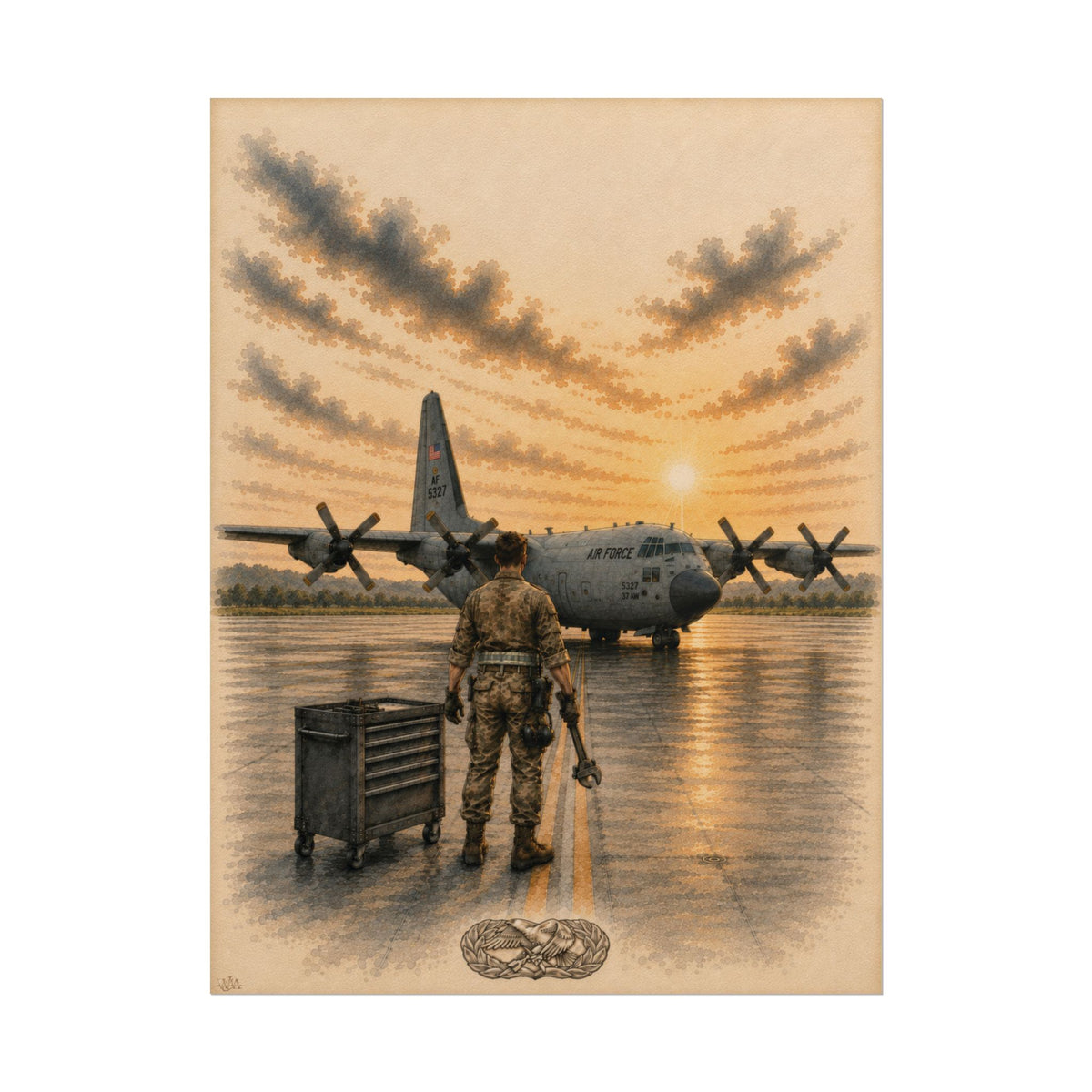 C-130 Aircraft Maintainer “First Light” | Fine Art Print