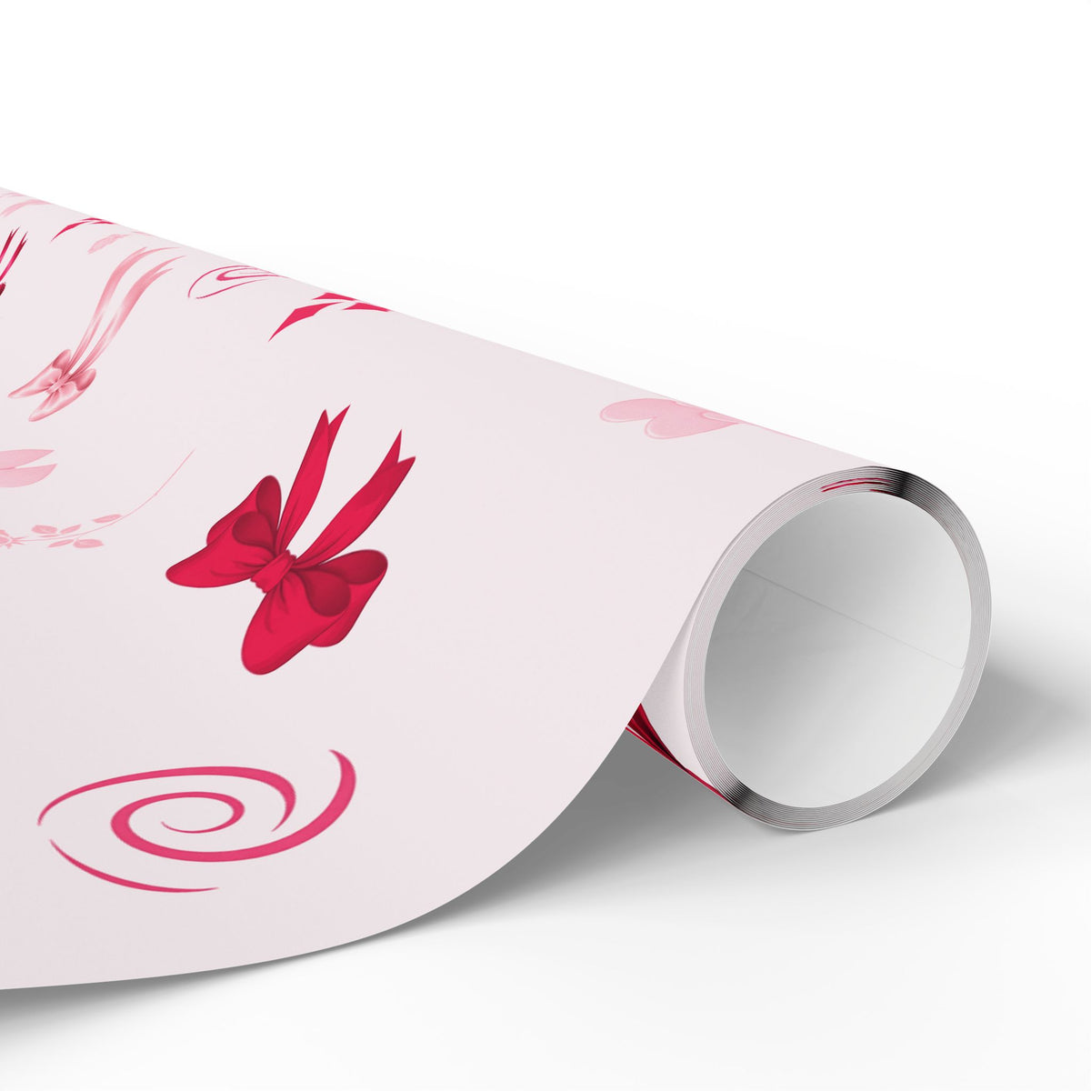 Pink Bow & Heart Wrapping Paper | Romantic Ribbon Gift Wrap