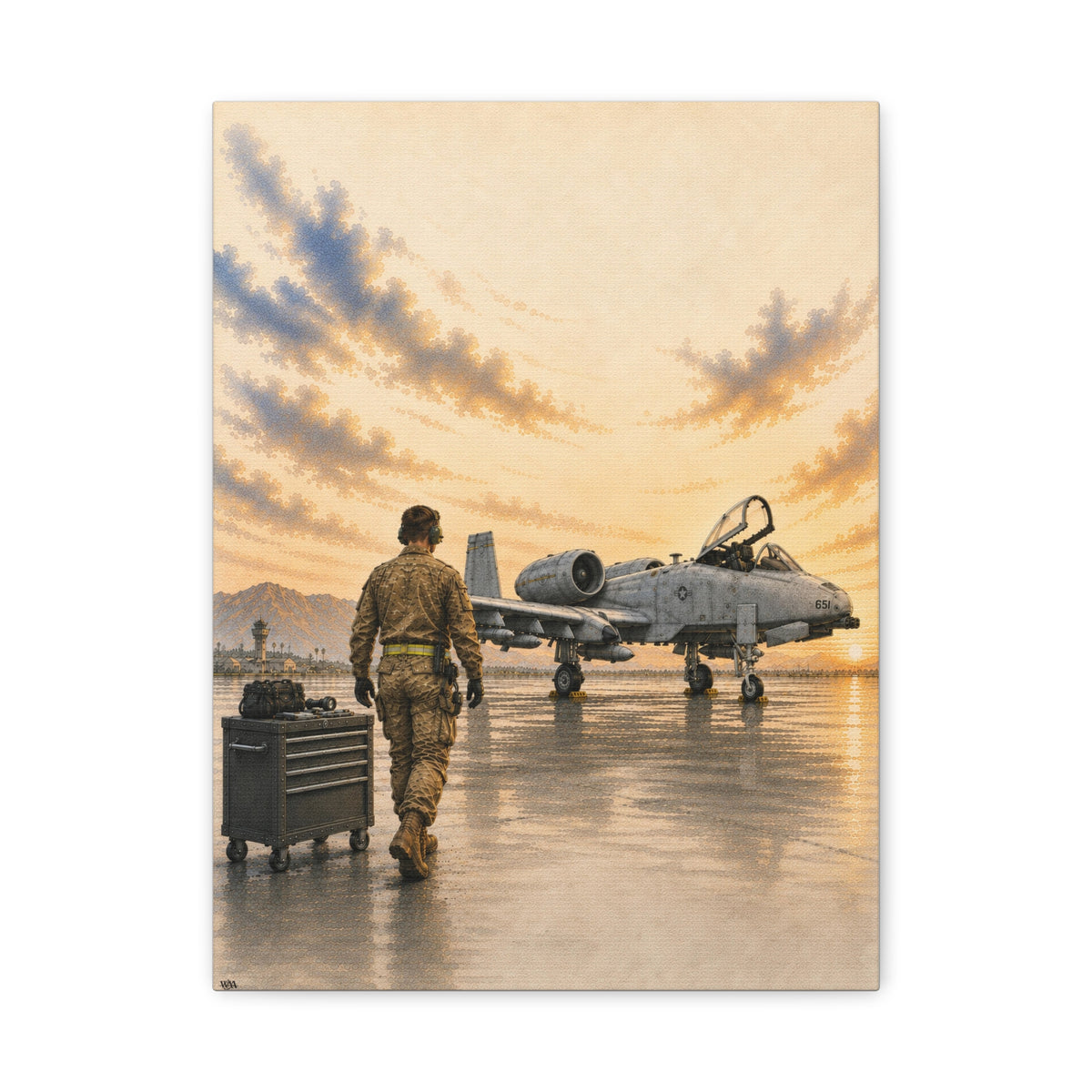 A-10 Aircraft Maintainer at Sunrise | Fine Art Canvas | Military Heritage