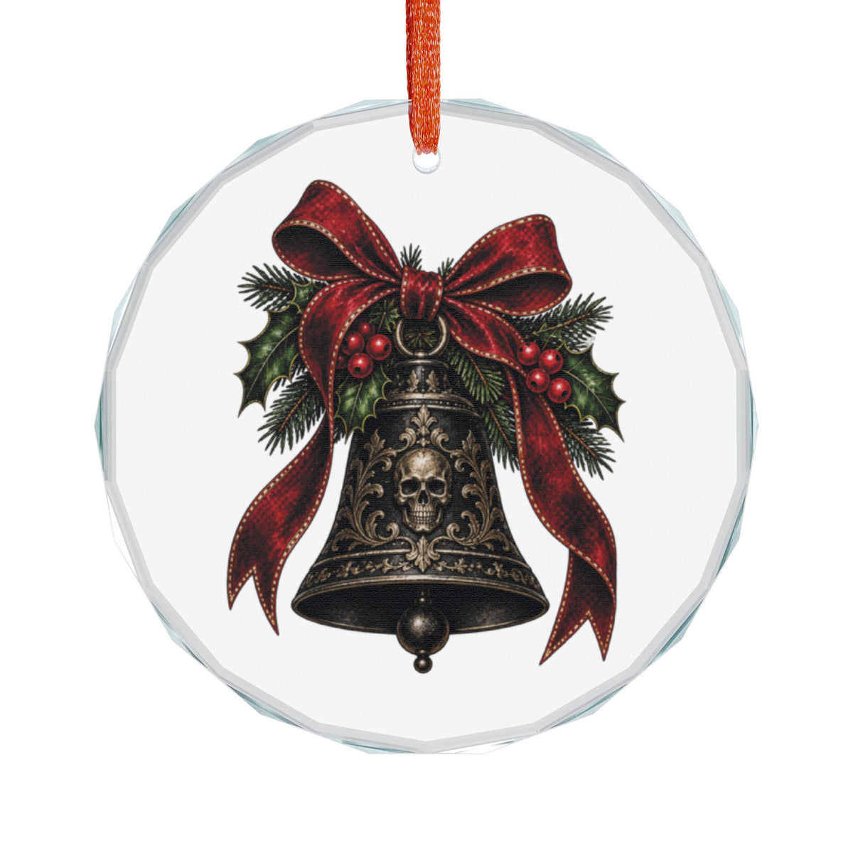 Gothic Christmas Bell & Skull | Glass Ornament | Gothmas Decor