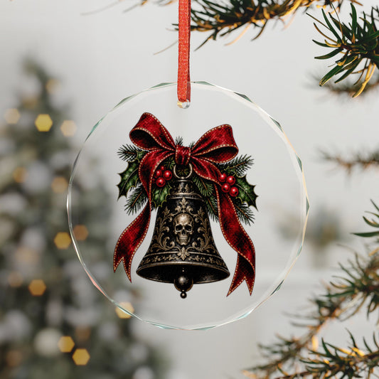 Gothic Christmas Bell & Skull | Glass Ornament | Gothmas Decor