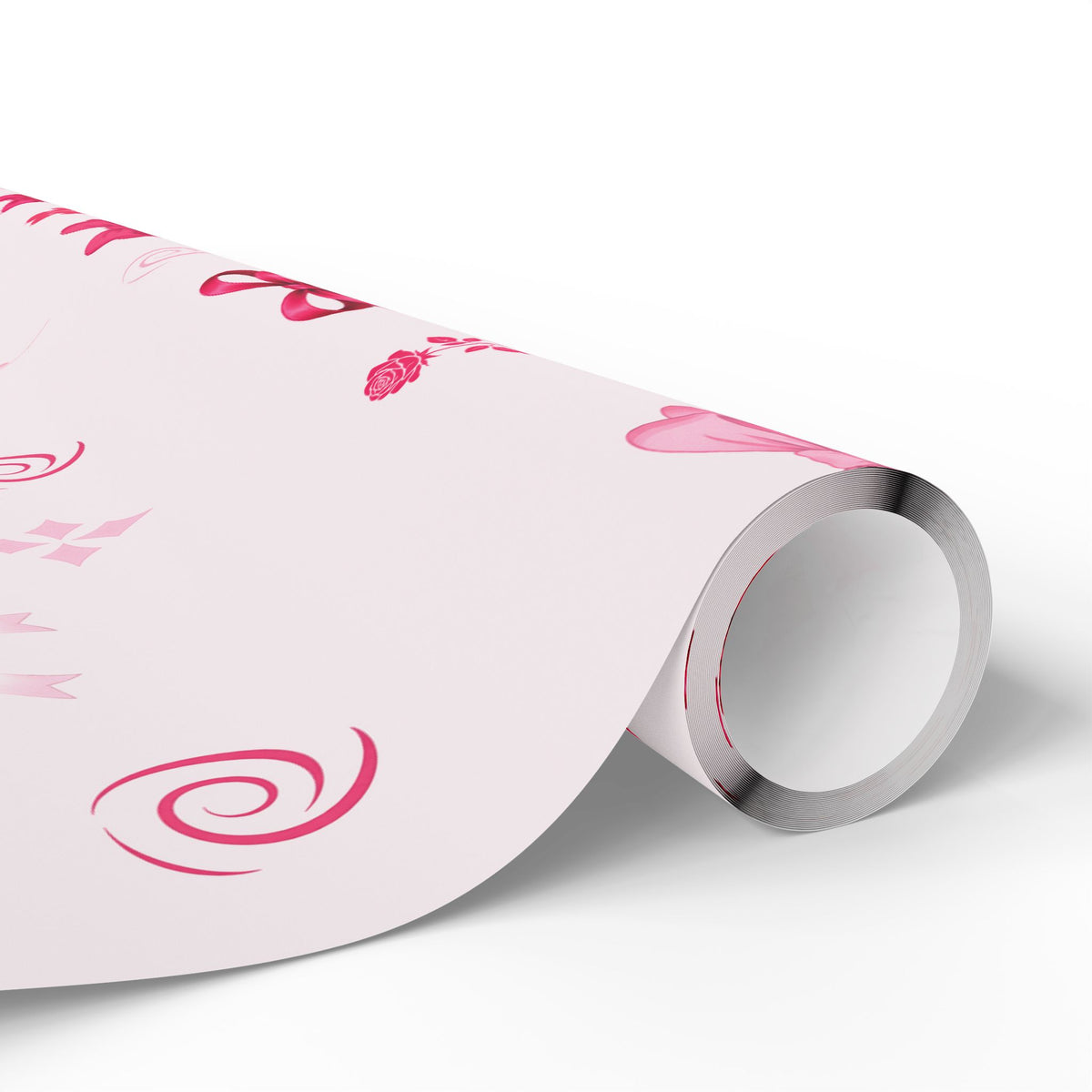 Pink Bow & Heart Wrapping Paper | Romantic Ribbon Gift Wrap