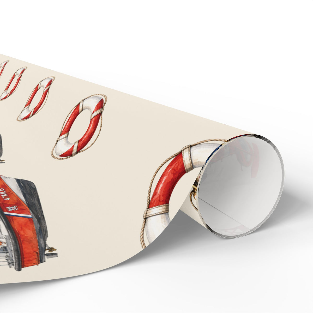 Maritime Aircraft & Cutters Watercolor Wrapping Paper | Nautical Gift Wrap