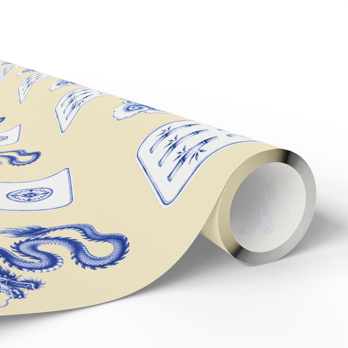 French Vanilla Mahjong Wrapping Paper | Blue Chinoiserie Gift Wrap