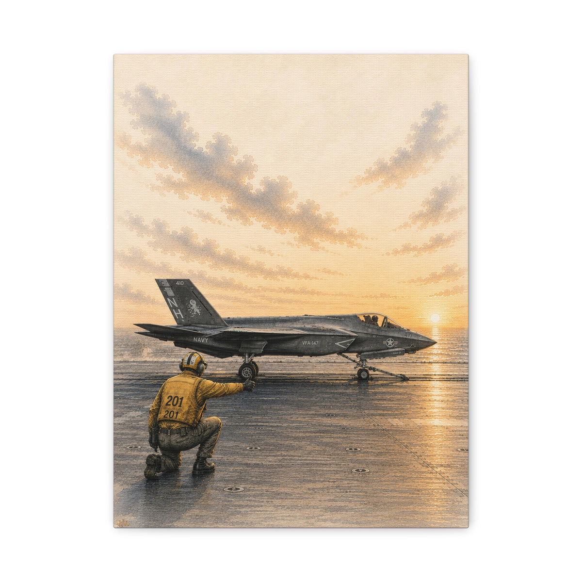 Carrier Launch at Sunset | Military Aviation Canvas Art