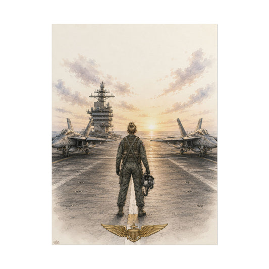 F-18 Female Pilot on the Flight Deck | Fine Art Print