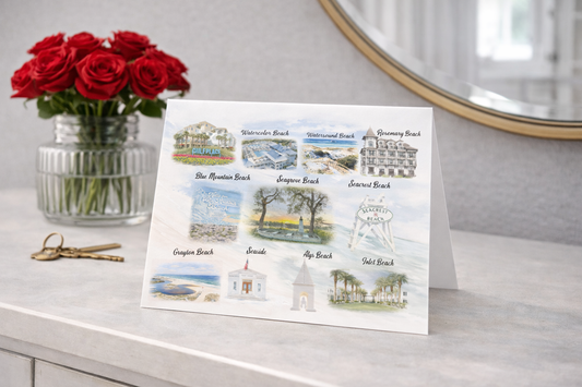 Scenic Highway 30A Beach Towns | Watercolor Blank Note Cards