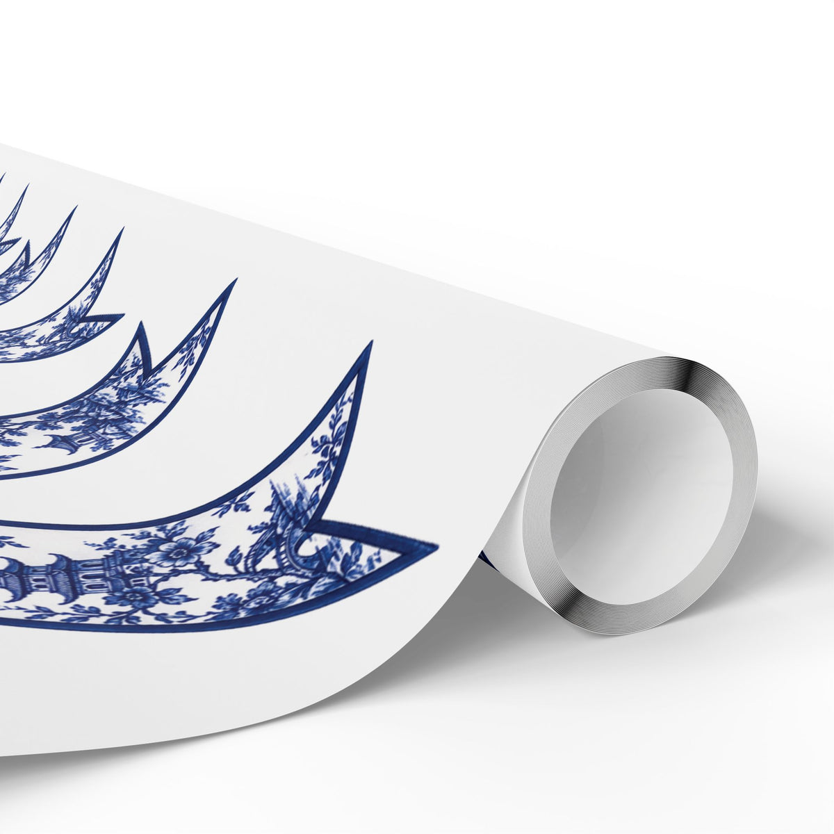 Blue Chinoiserie Bow Wrapping Paper | Toile Ribbon Gift Wrap