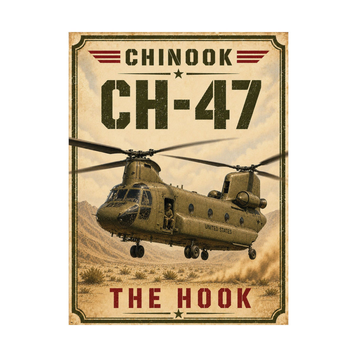 CH-47 Chinook Vintage Art Poster | Heavy-Lift Helicopter Wall Art