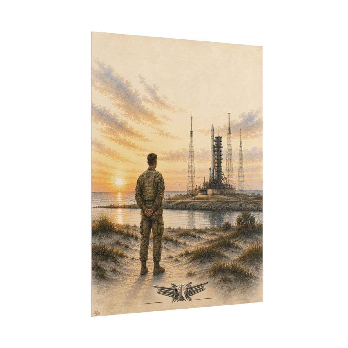 Rocket Launch “Standing Watch” | Military Space Fine Art Print