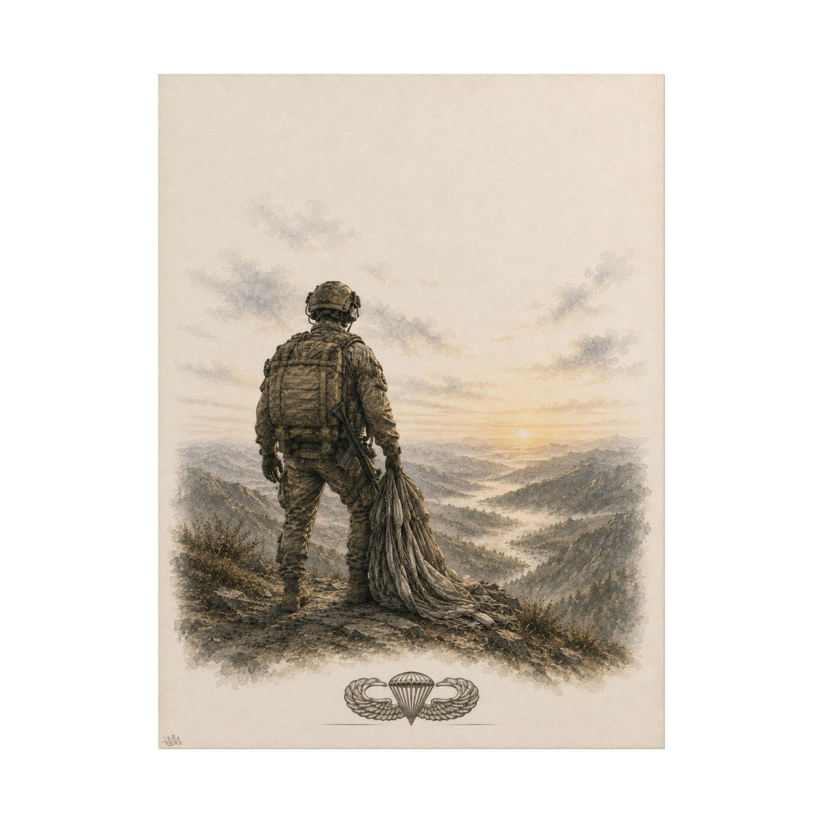 Airborne Jump Badge | Fine Art Print | Military Heritage Collection
