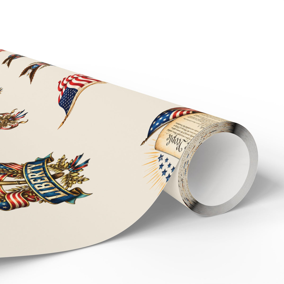 White Vintage Americana Wrapping Paper | Patriotic Heritage Gift Wrap