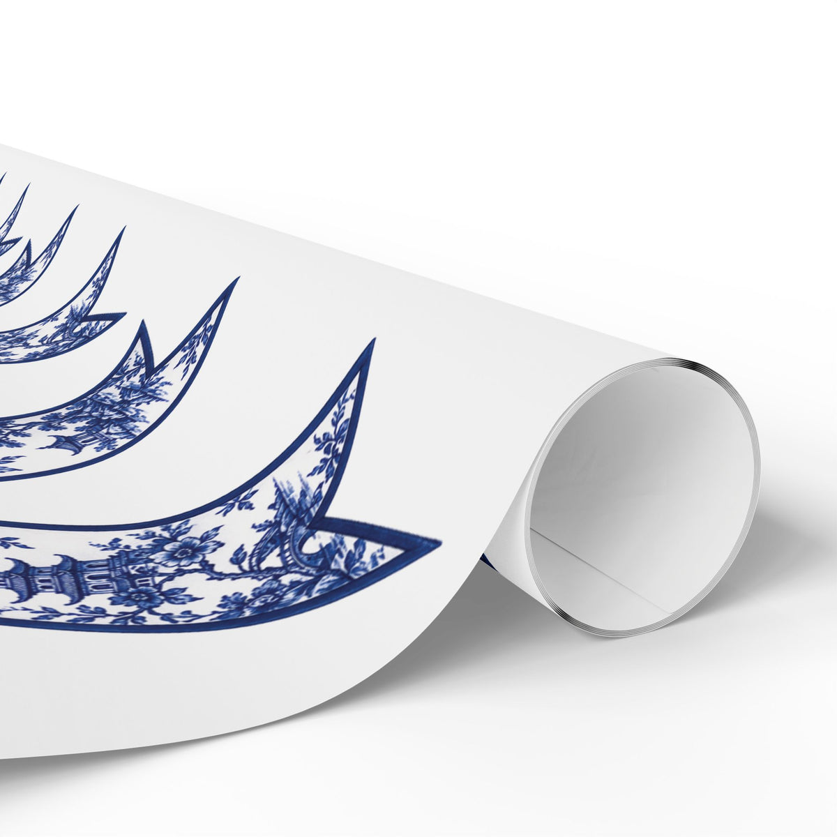 Blue Chinoiserie Bow Wrapping Paper | Toile Ribbon Gift Wrap