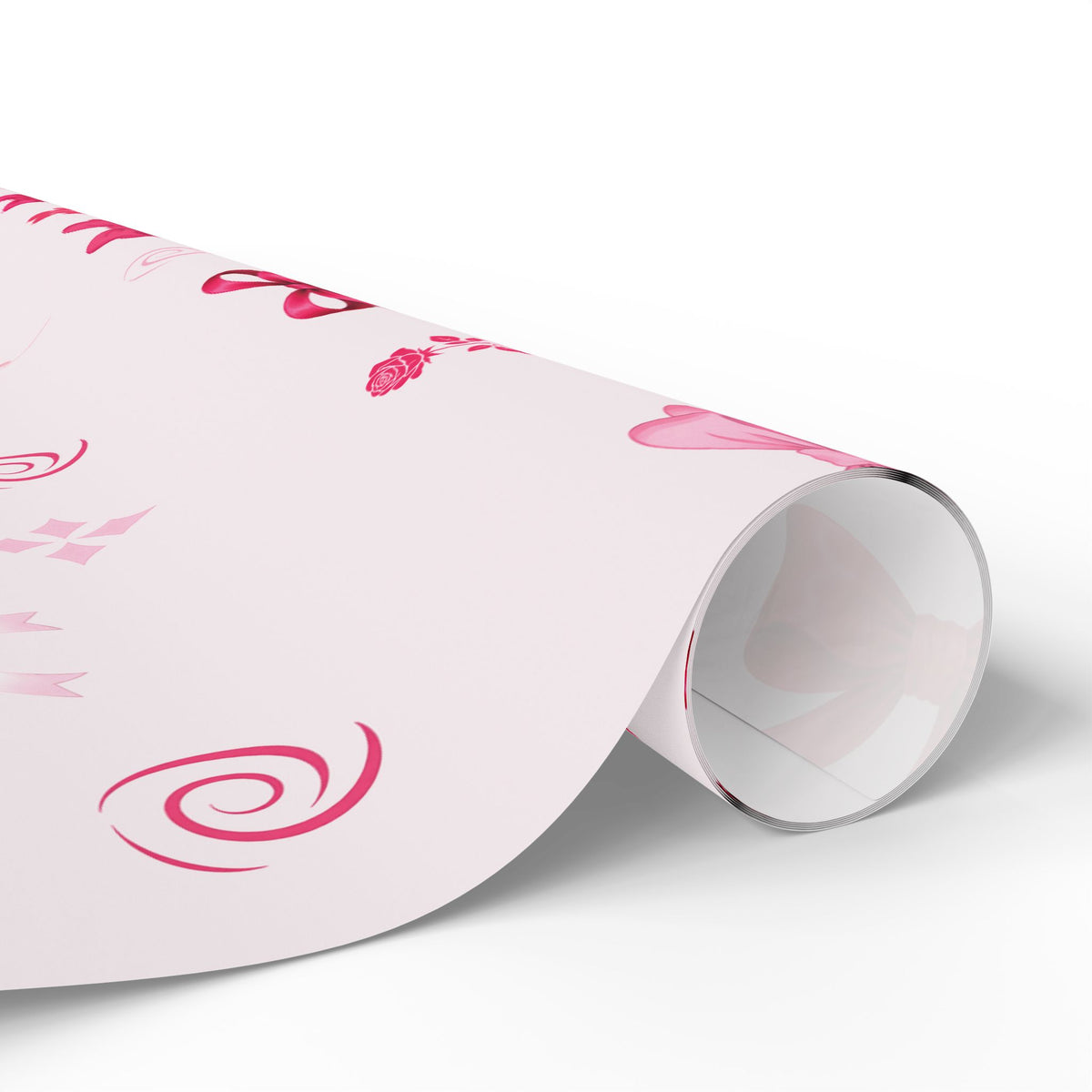Pink Bow & Heart Wrapping Paper | Romantic Ribbon Gift Wrap
